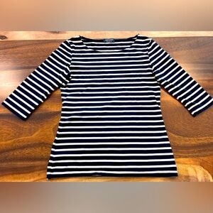 Saint James Garde Cote Breton Stripe Anti UV Sport Top Shirt Navy White 38 6 XS